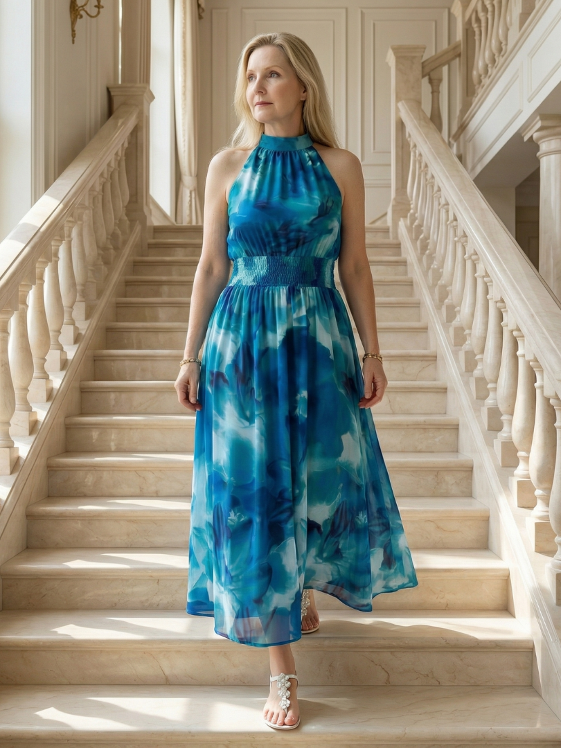 Sylin | Abito Midi con Scollo All'Americana