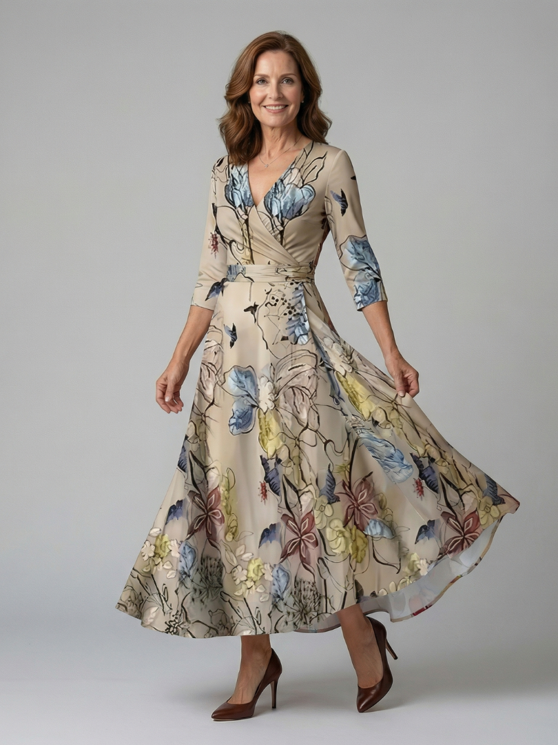 Celine | Abito Midi con Collo Incrociato