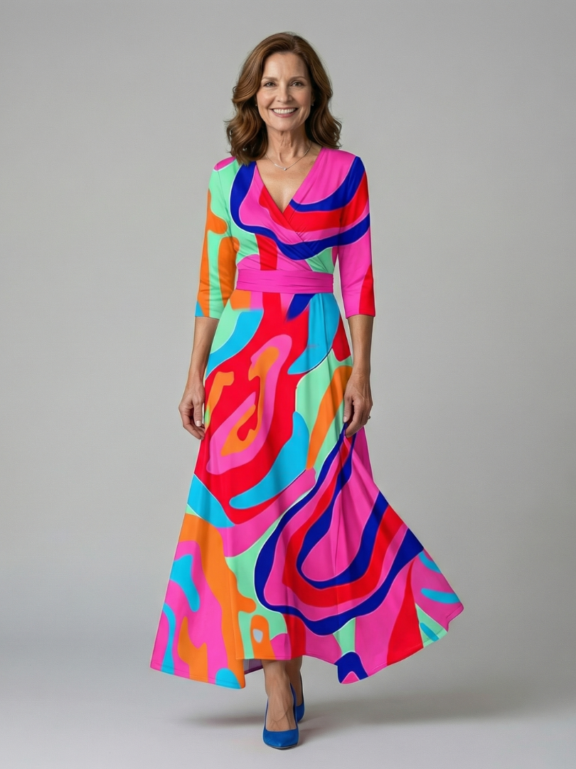 Celine | Abito Midi con Collo Incrociato