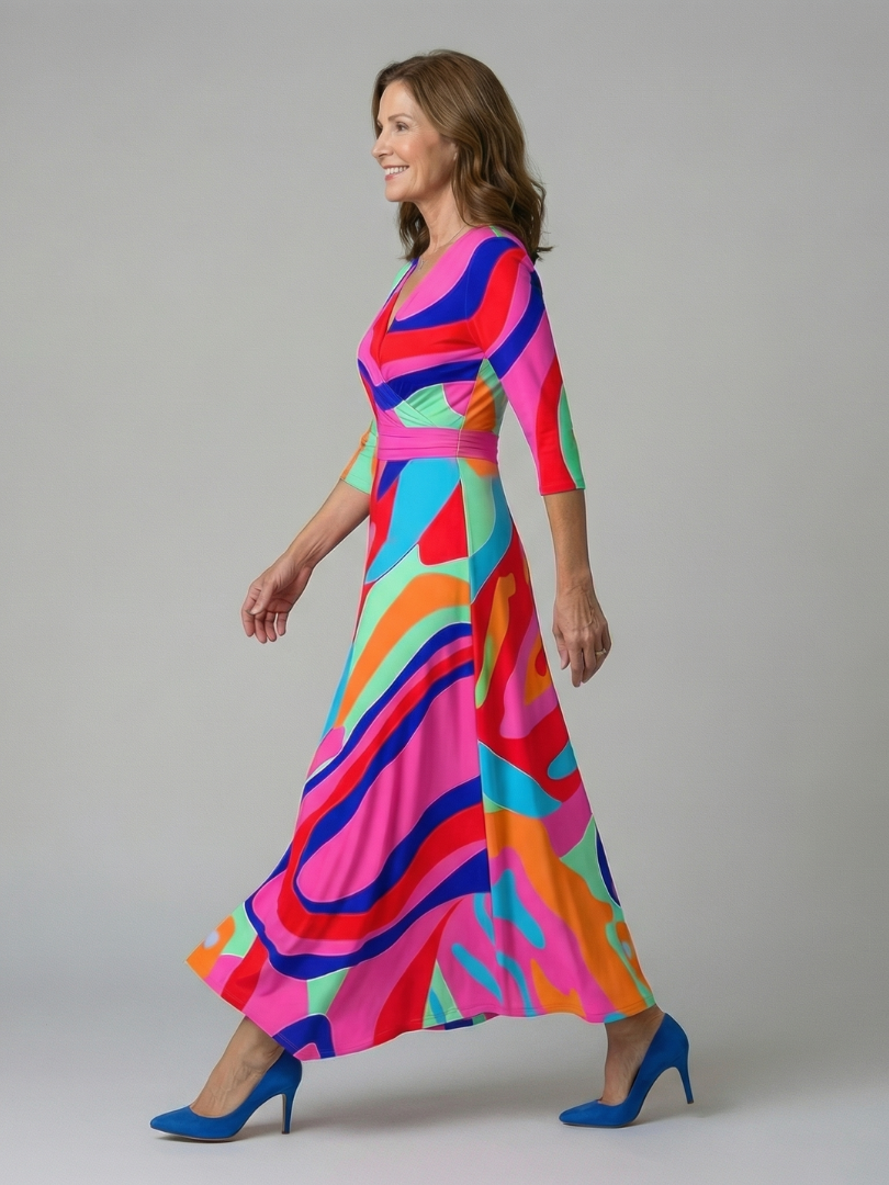 Celine | Abito Midi con Collo Incrociato