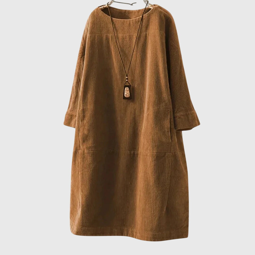 Grace | Abito Midi in Velluto a Coste Relaxed