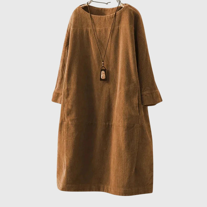 Grace | Abito Midi in Velluto a Coste Relaxed