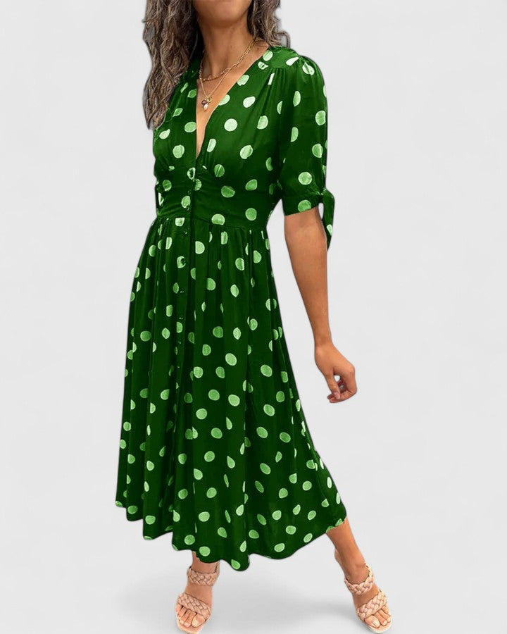 Colette | Abito Midi a Pois Sofisticato