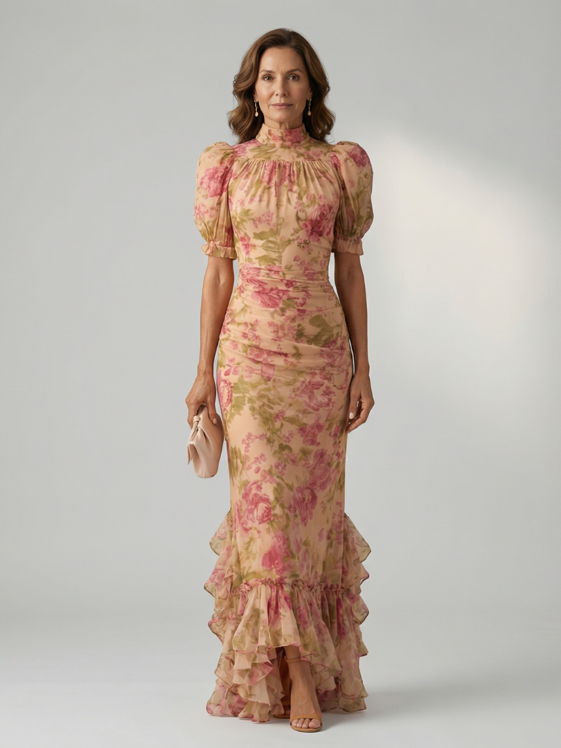 Vianne | Abito Maxi con Collo Alto Gentile
