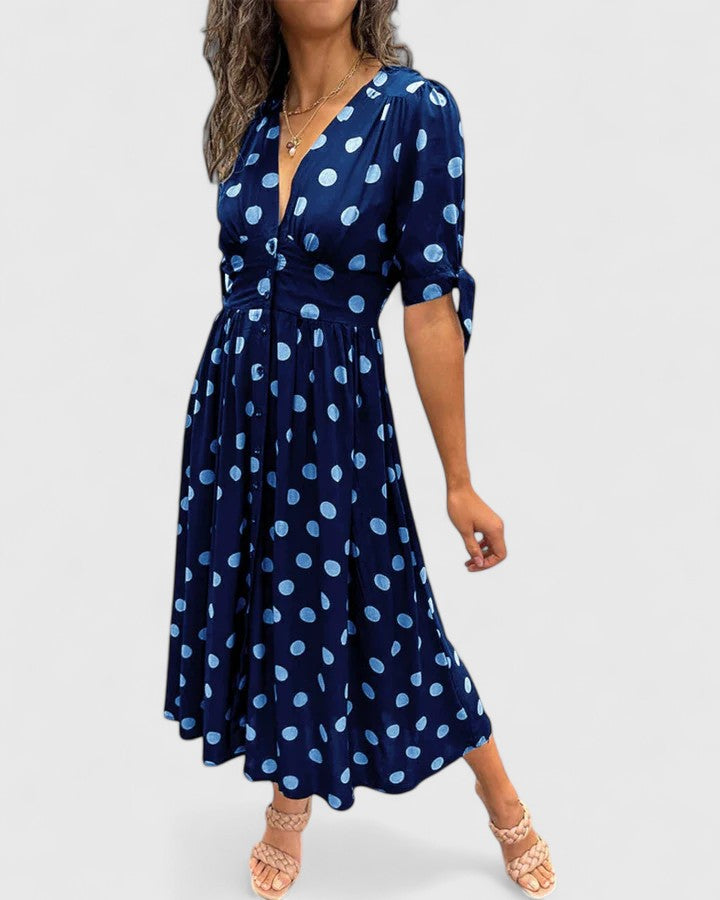 Colette | Abito Midi a Pois Sofisticato