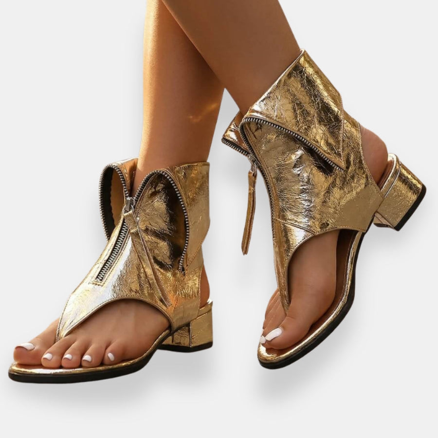 Celina | Sandali Dorati con Zip