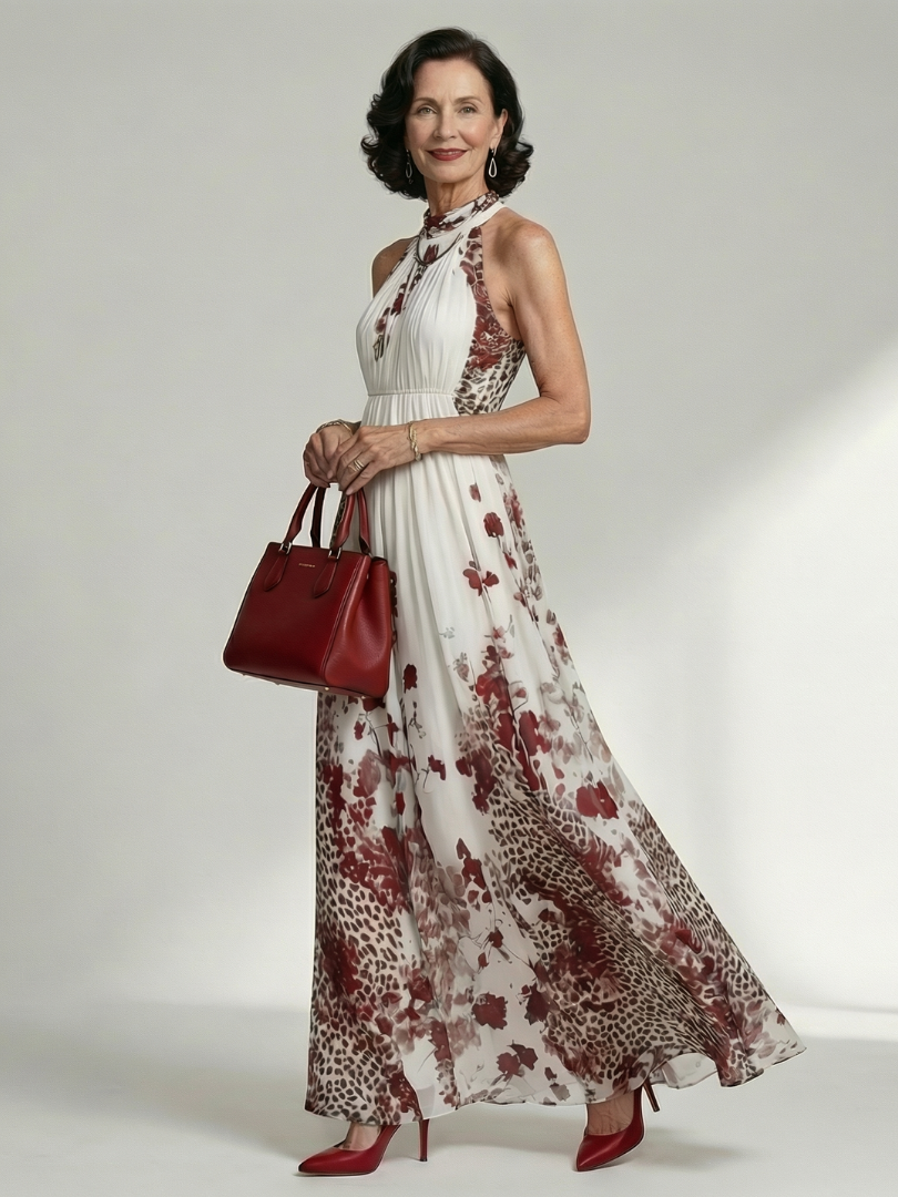 Orlune | Vestito Maxi Pieghettato Bianco