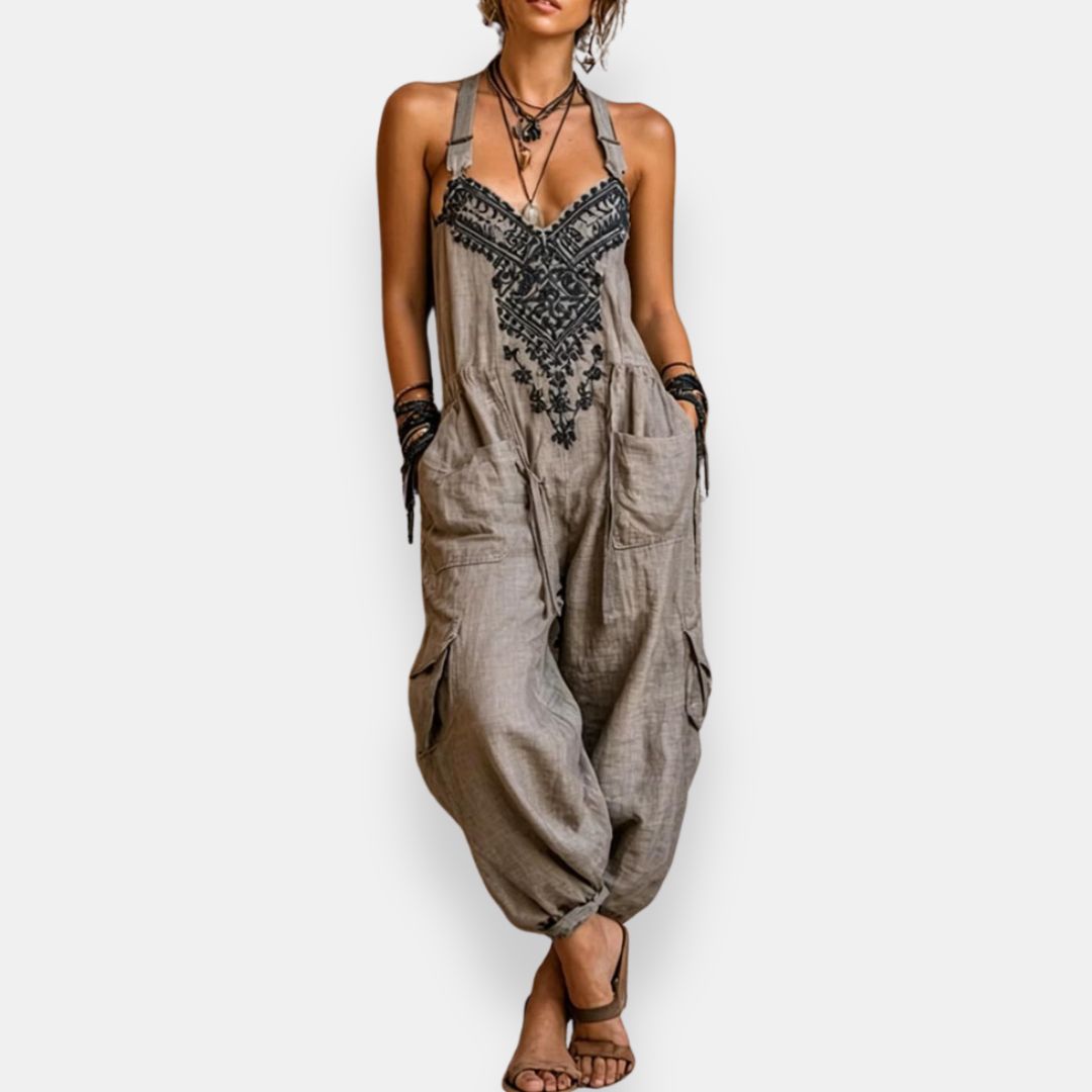 Erminilde | Tuta bohemien ricamata