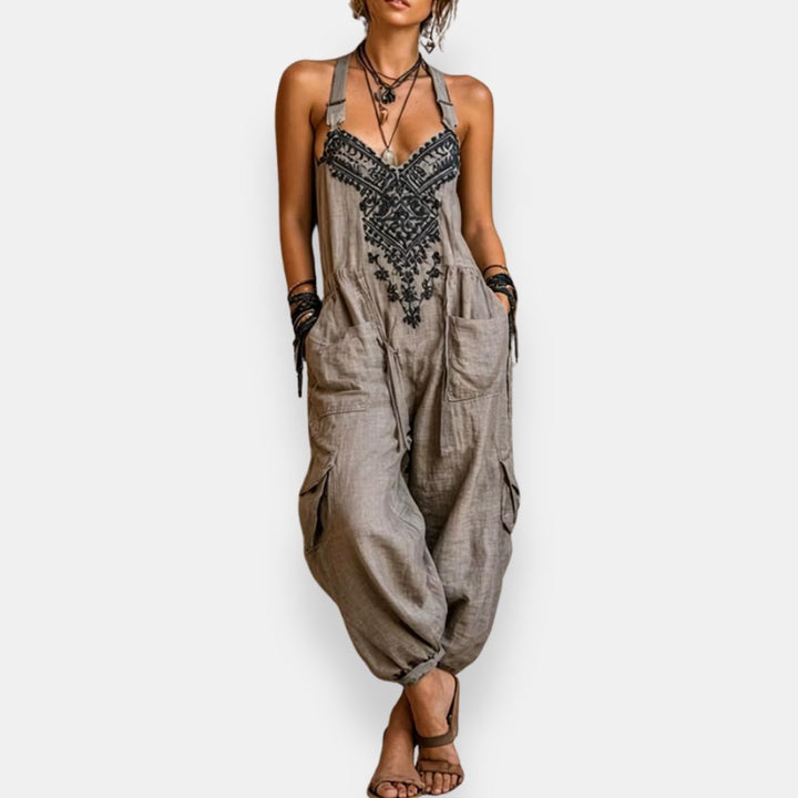 Erminilde | Tuta bohemien ricamata