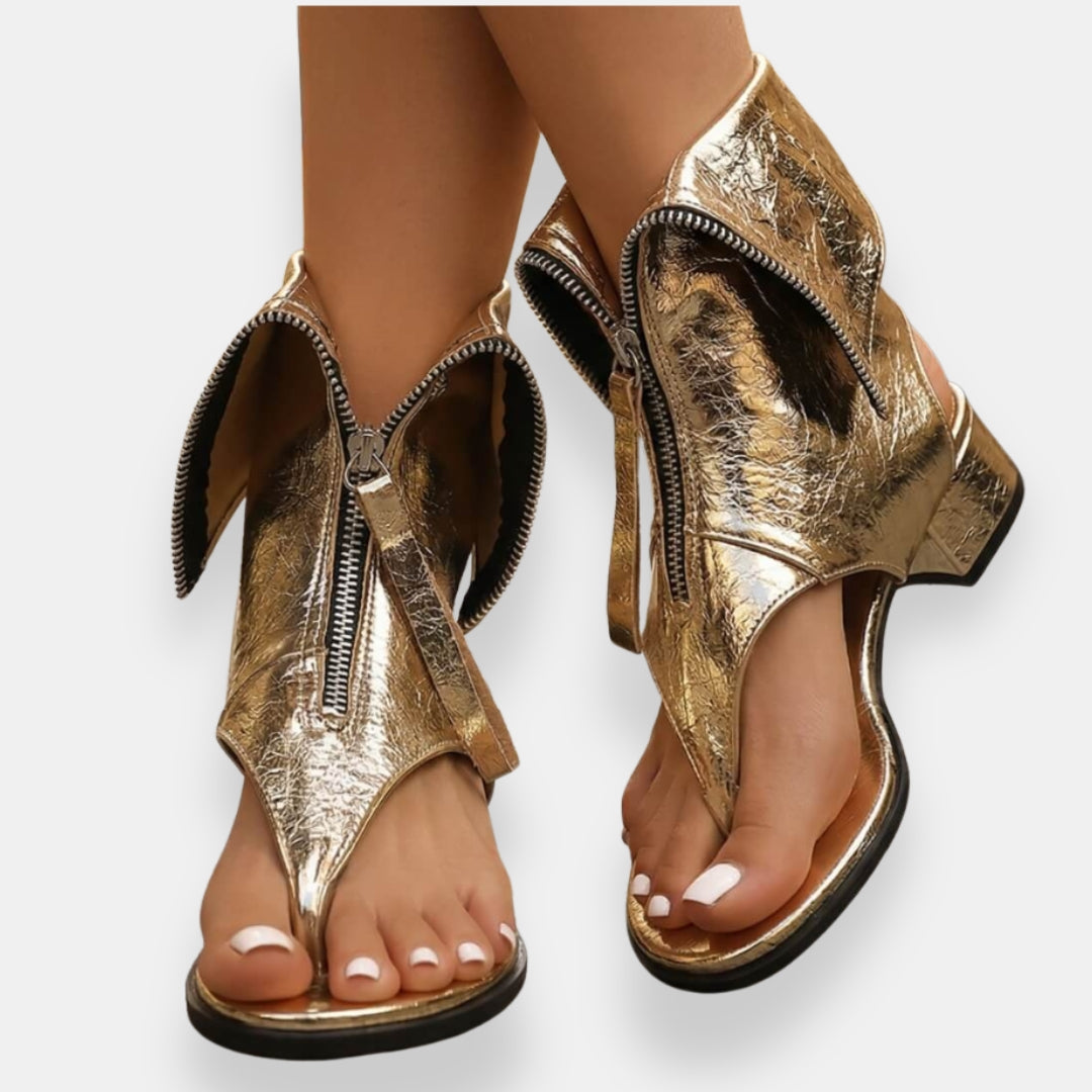 Celina | Sandali Dorati con Zip