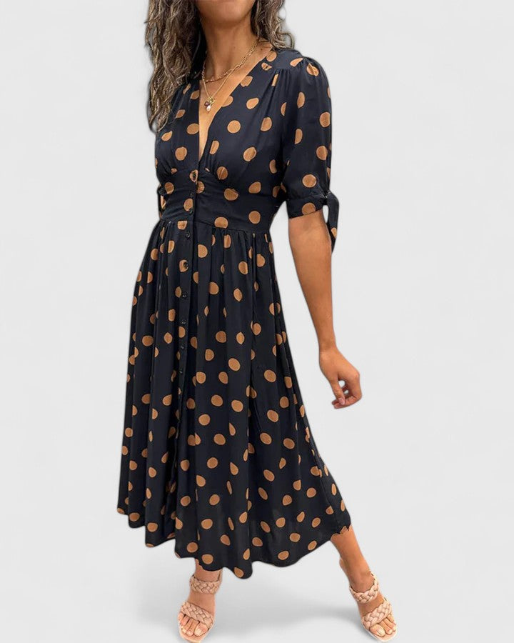 Colette | Abito Midi a Pois Sofisticato