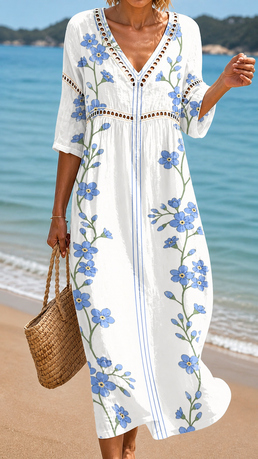 Federica | Abito Midi Fiori Gentili