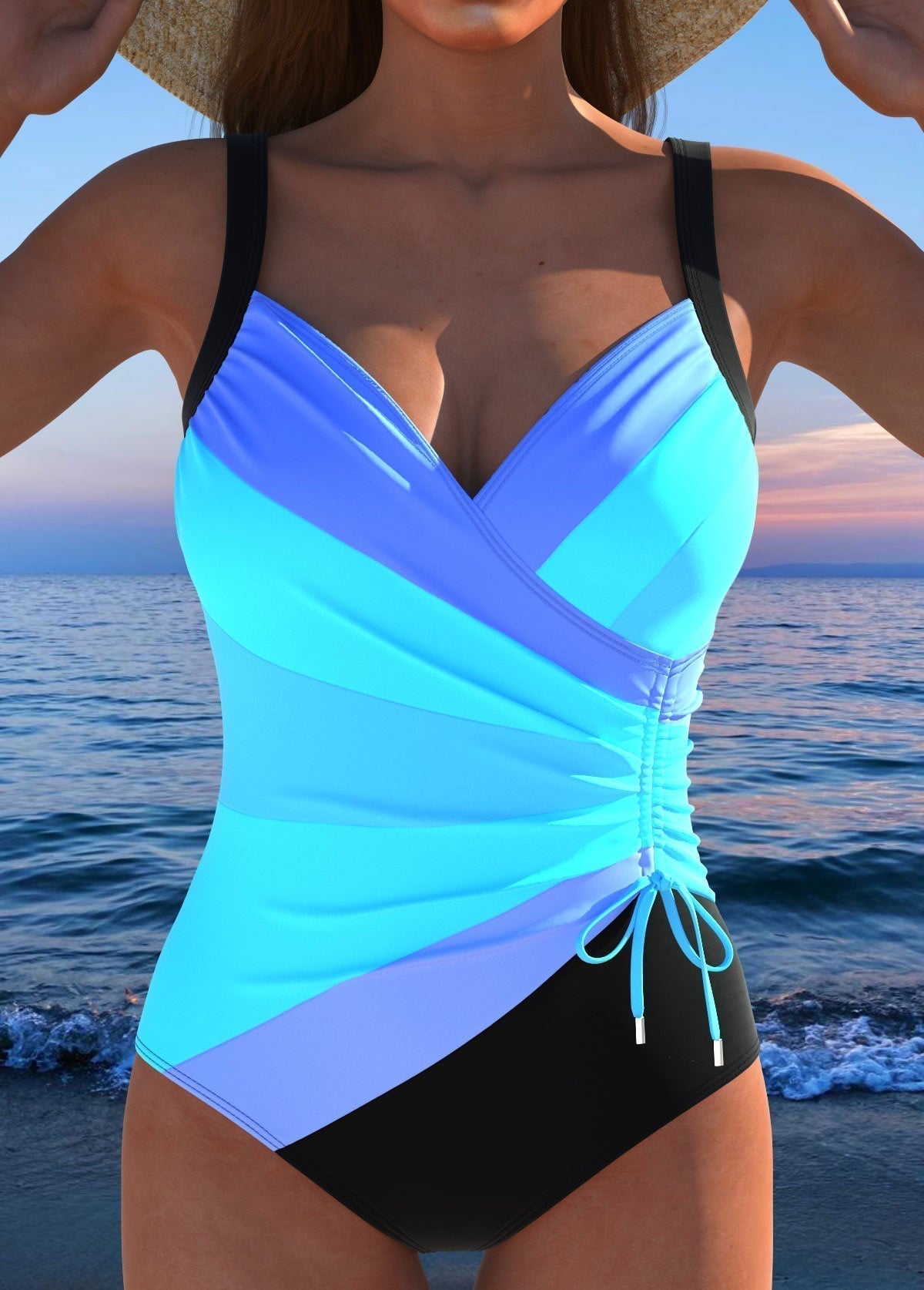 Costume da bagno avvolgente lussuoso con stampa colorata