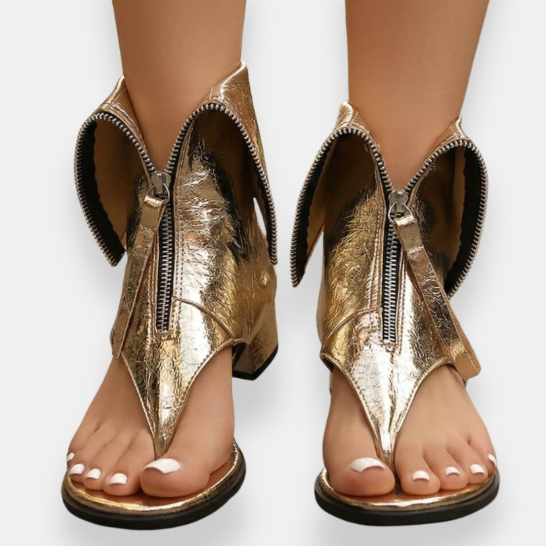 Celina | Sandali Dorati con Zip