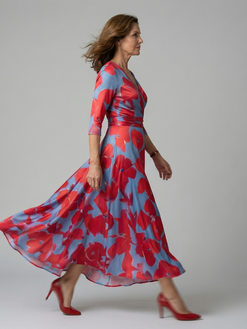 Celine | Abito Midi con Collo Incrociato