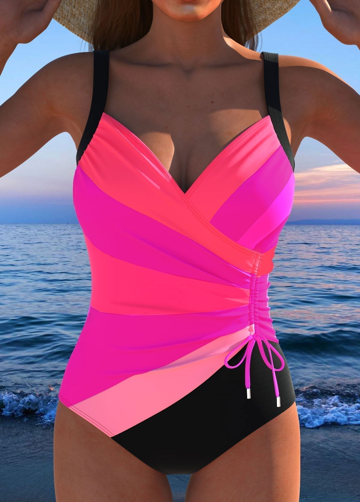 Costume da bagno avvolgente lussuoso con stampa colorata