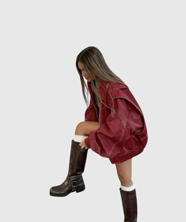 Faye™ - Giacca in Pelle Oversize