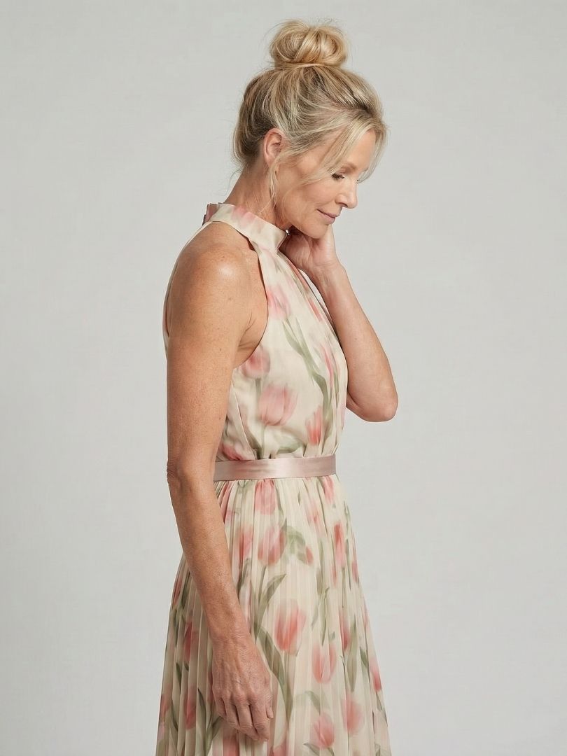 Aurelle | Abito Midi Floreale con Collo All'Americana