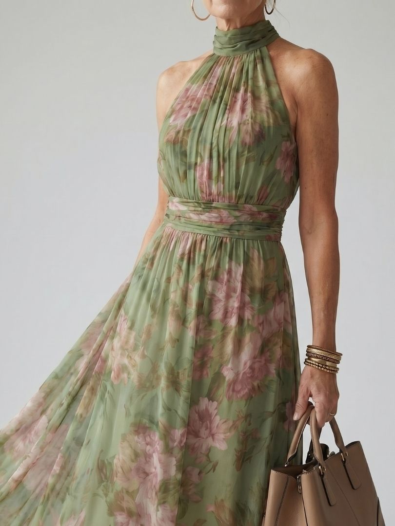 Mirelle | Abito Midi con Scollo Halter Arricciato