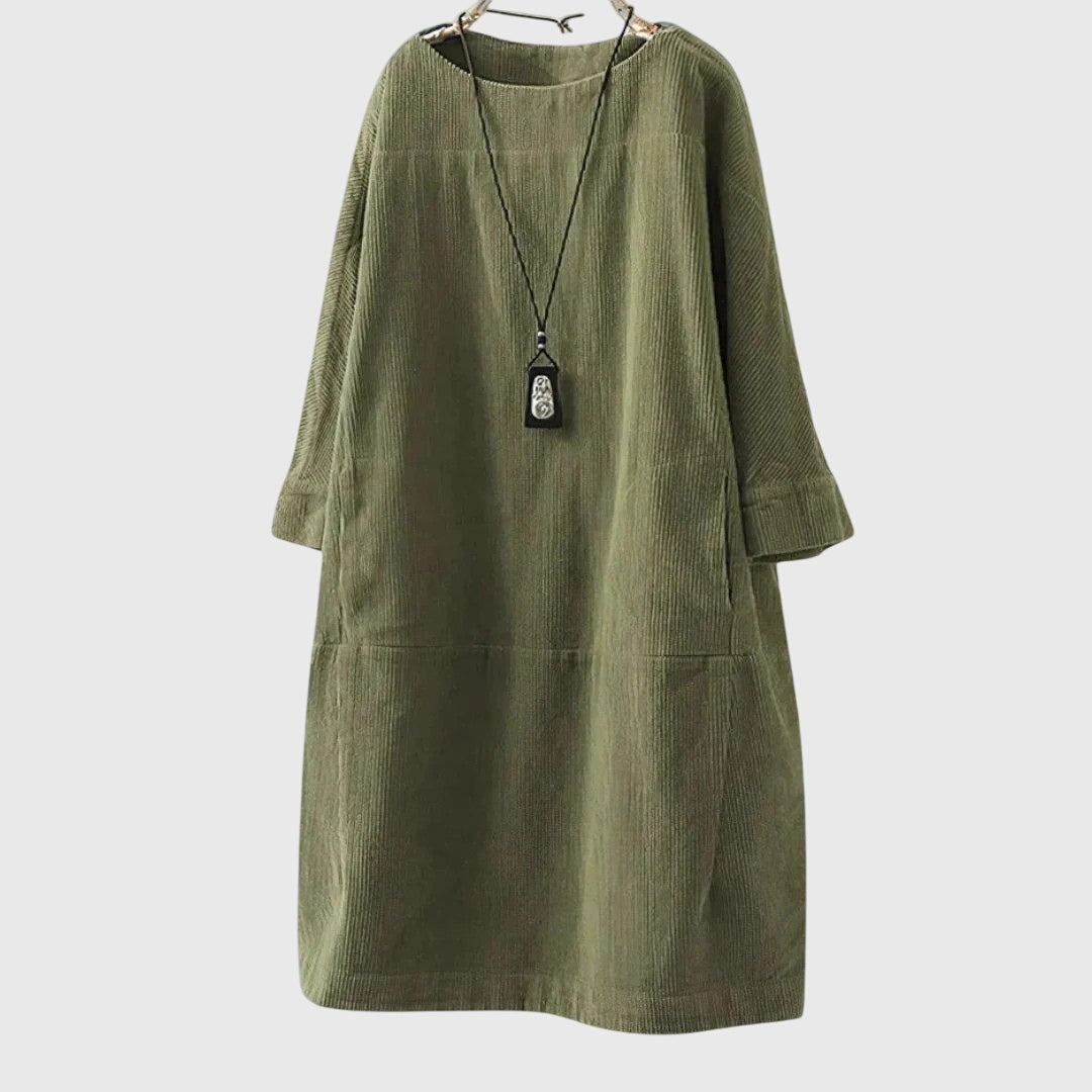 Grace | Abito Midi in Velluto a Coste Relaxed