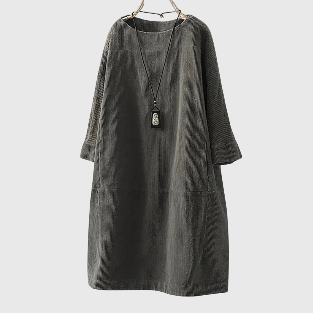 Grace | Abito Midi in Velluto a Coste Relaxed