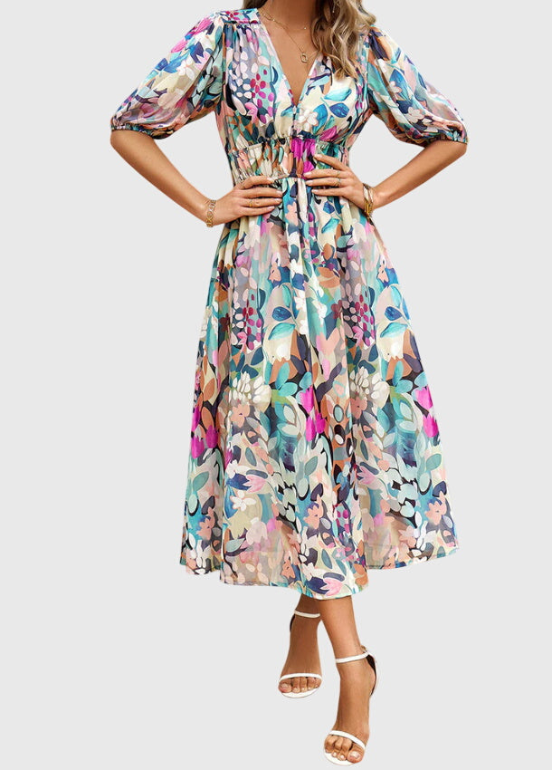 Merlin™ | Abito Midi Floreale Flattering