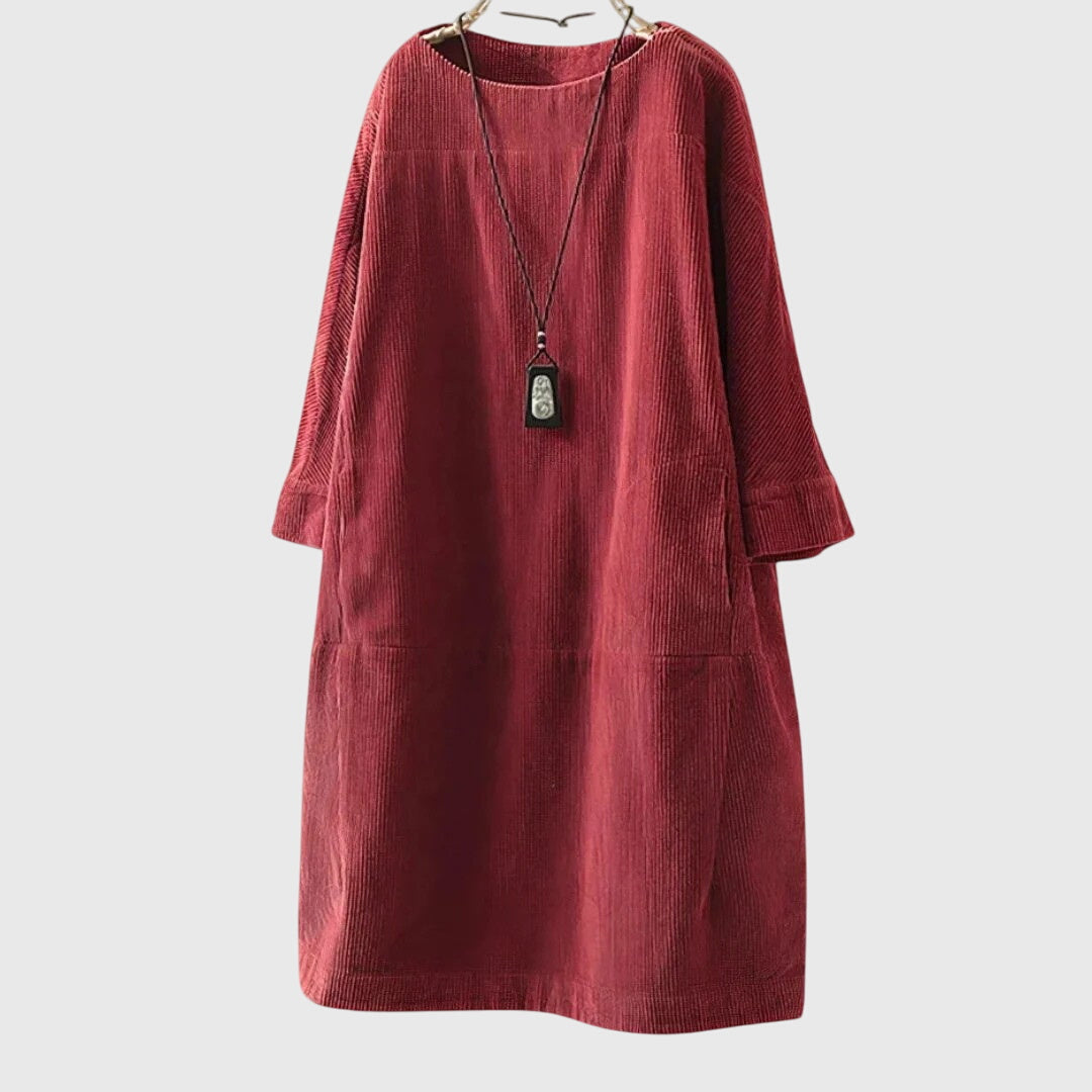 Grace | Abito Midi in Velluto a Coste Relaxed