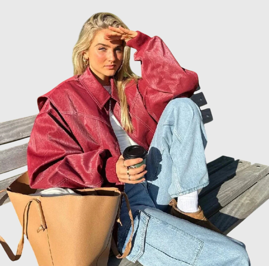 Faye™ - Giacca in Pelle Oversize