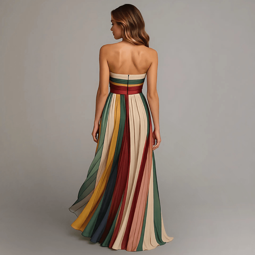 Emma - Abito Lungo Colorato a Pannelli senza Maniche